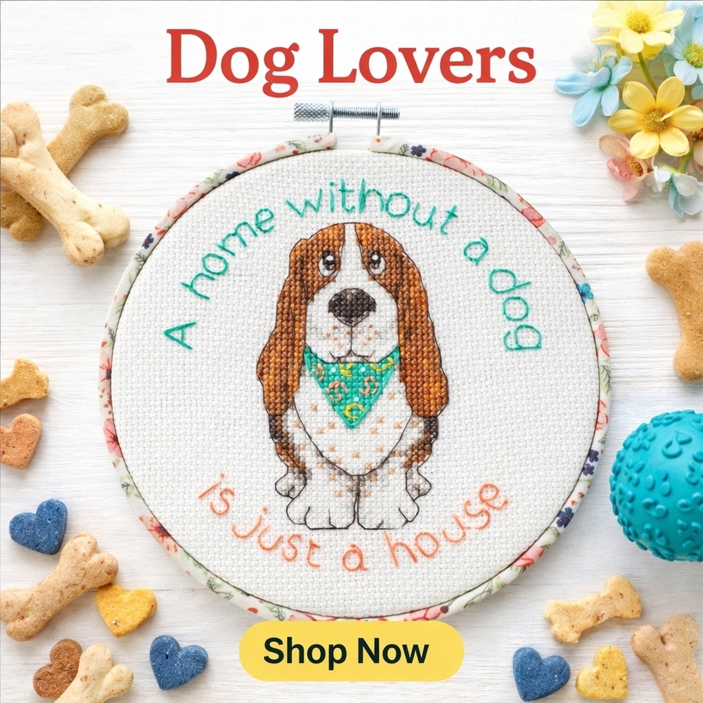 THE PIONEER WOMAN Cross Stitch KIT Hound DOG 6 inch Embroidery Needlework Crafts